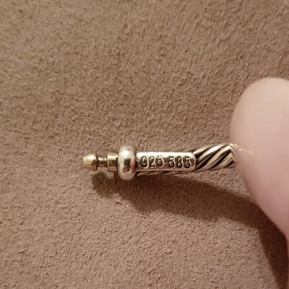 **SOLD**David Yurman Sterling Silver & 14k Y. Gold Pearl Hampton Cable Bracelet - Picture 5 of 7